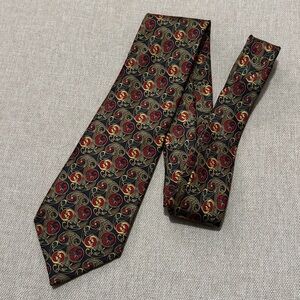 EUC Men’s Silk Tie-British Museum Made in England-Reds/Greens/Golds